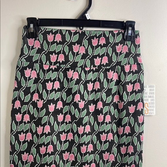 LuLaRoe Pencil Skirt Pink Green XS Midi #204 - Picture 6 of 7